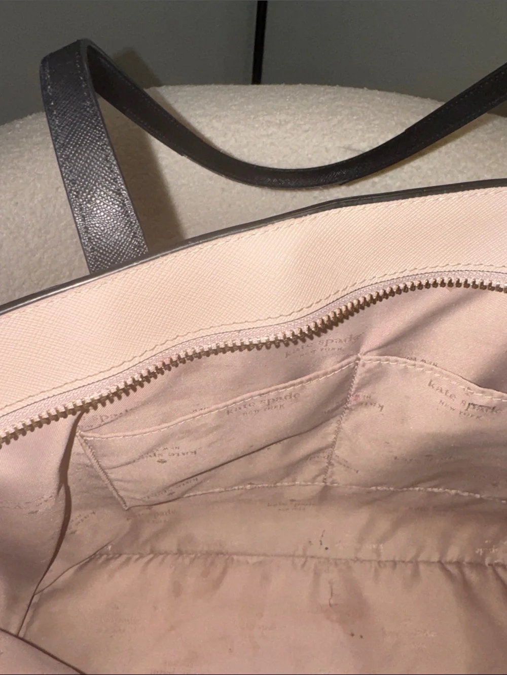 kate spade ♠️ Cream Tote with black Straps
